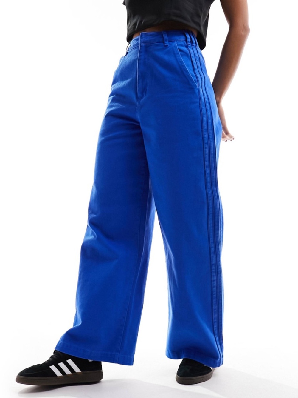 Adidas x Ksenia Schnaider 3 Stripe Jeans Pants Blue Wide Leg Y2K Streetwear 25